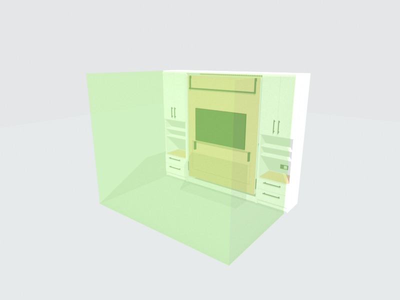 The wall bed as a BIM object, with its keep-clear zone in green
